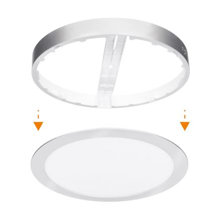 Panneau LED 2 en 1 pour montage en surface ou encastré 24W/230V 3000/4000/6000K Ø 30 cm IP54 argenté