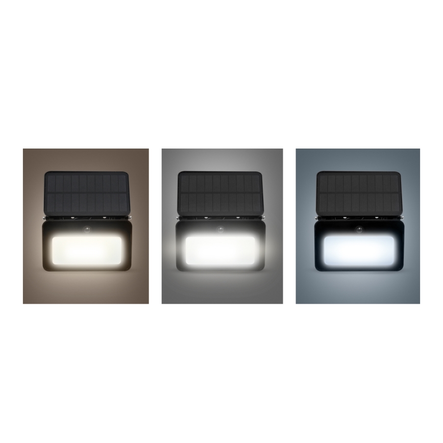 Proiettore solare LED dimmerabile con sensore di movimento e crepuscolare LED/6W/2200 mAh 3000/4000/6500K IP65