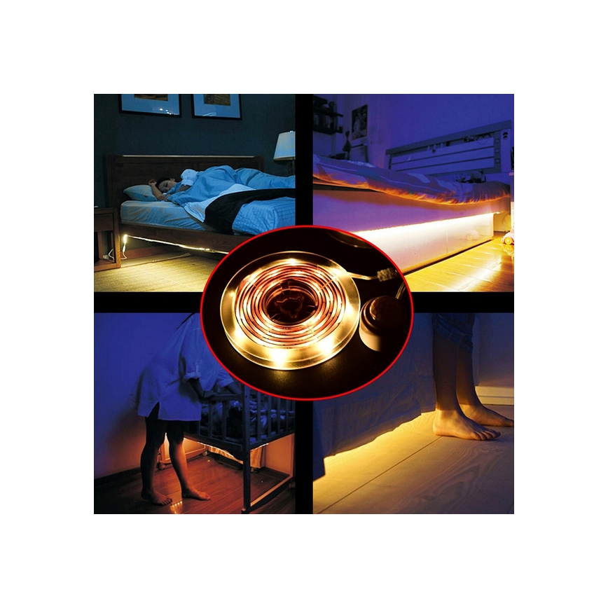 Striscia LED con sensore 4xAAA 3000K 1m