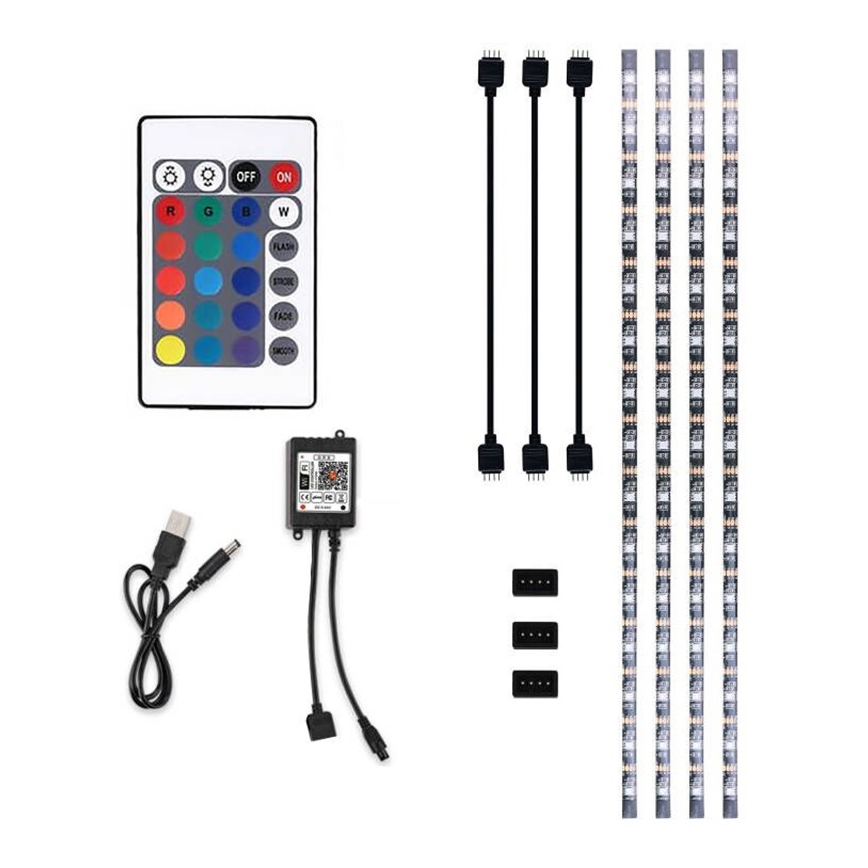 LED RGB Ruban à intensité variable pour TV LED/6W/5V Wi-Fi Tuya + télécommande 0,5m