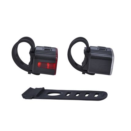 SET 2x Dimm- und aufladbare LED-Fahrradleuchte 350mAh IP44 rot/weiß