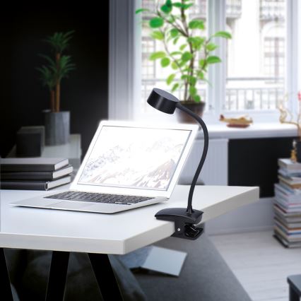 Solight WO3001-B-LED Lampada flessibile dimmerabile con clip LED/2W/5V 3000/4000/6500K nero