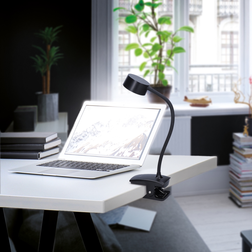 Solight WO3001-B-LED Lampada flessibile dimmerabile con clip LED/2W/5V 3000/4000/6500K nero