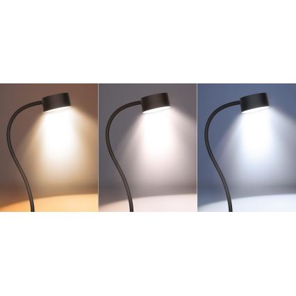 Solight WO3001-B-LED Lampada flessibile dimmerabile con clip LED/2W/5V 3000/4000/6500K nero