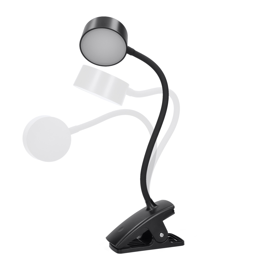 Solight WO3001-B-LED Lampada flessibile dimmerabile con clip LED/2W/5V 3000/4000/6500K nero