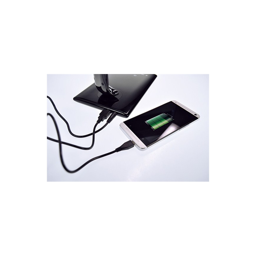 Lampe de table LED à intensité modulable port USB LED/12W/230V noir