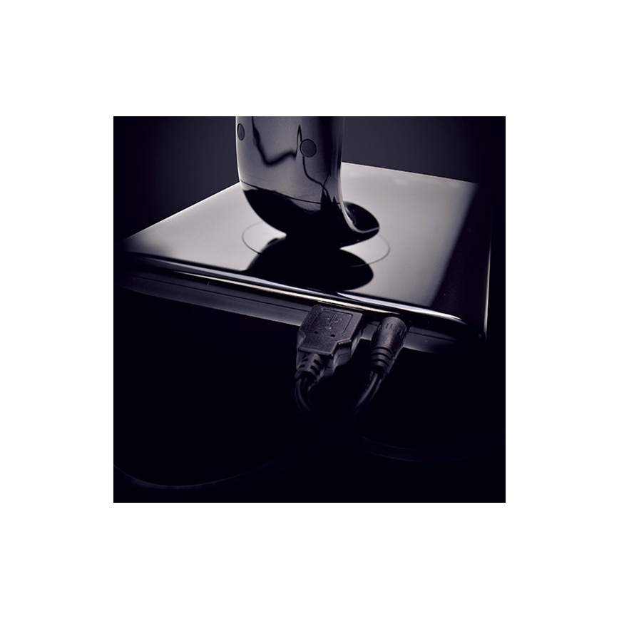 Lampe de table LED à intensité modulable port USB LED/12W/230V noir