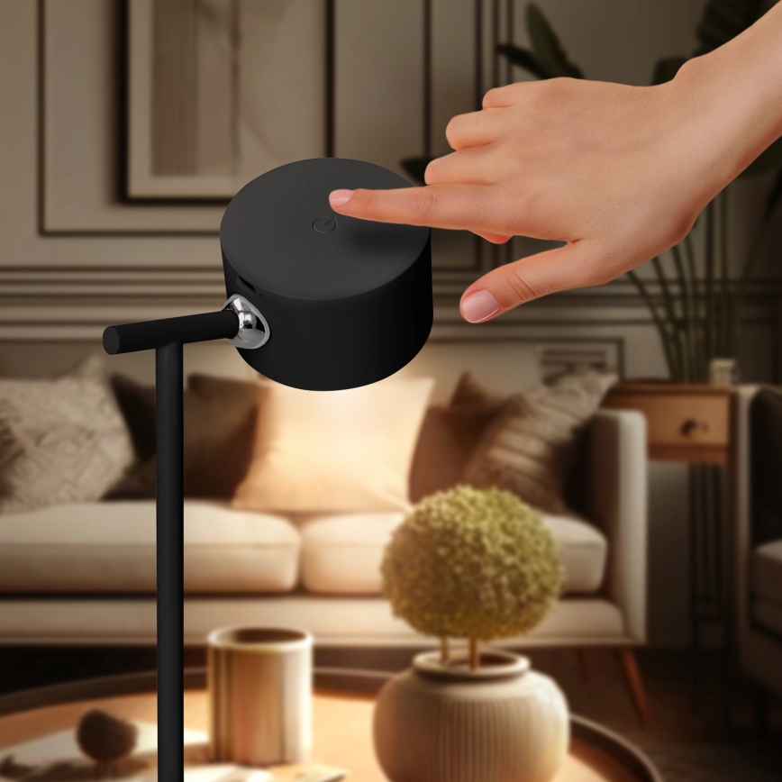 Lampada LED Dimmerabile touch ricaricabile 3in1 LED/4W/2000 mAh 3000/4000/6500K nero