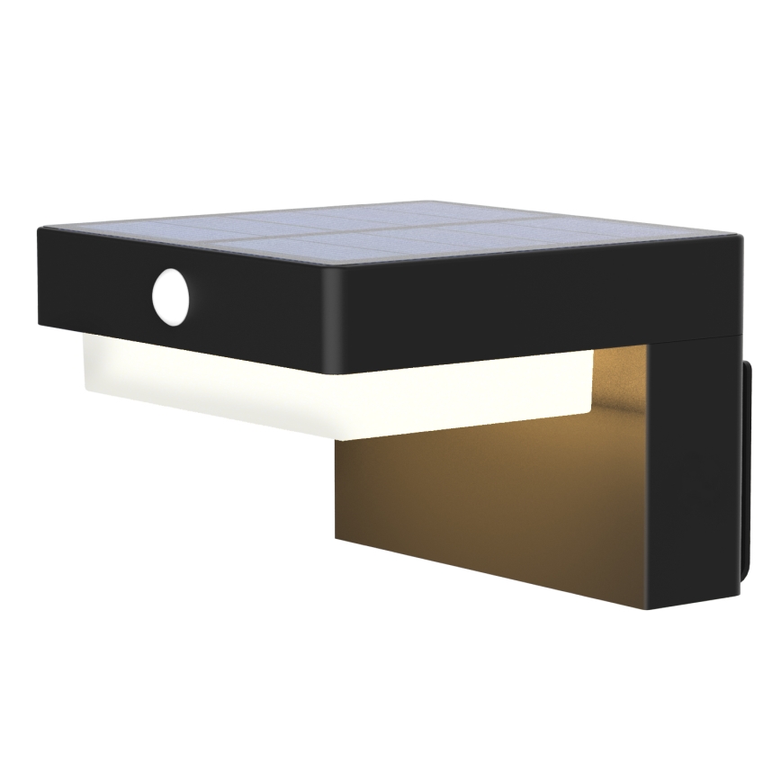 LED Applique solare con sensore di movimento e crepuscolare PALERMO LED/5W/2000 mAh IP54 nero