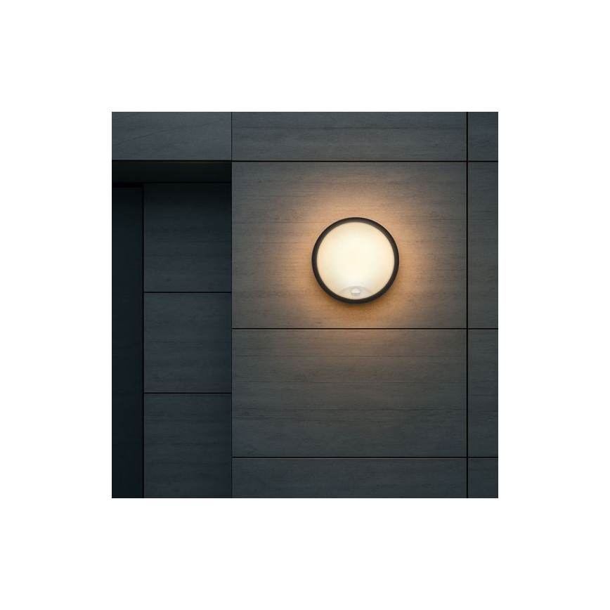 Applique da esterno a LED con sensore 2-in-1, 20W, 230V, 3000/4000/6500K, IP65, Ø 22 cm