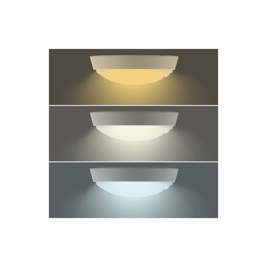Applique da esterno a LED con sensore 2-in-1, 20W, 230V, 3000/4000/6500K, IP65, Ø 22 cm