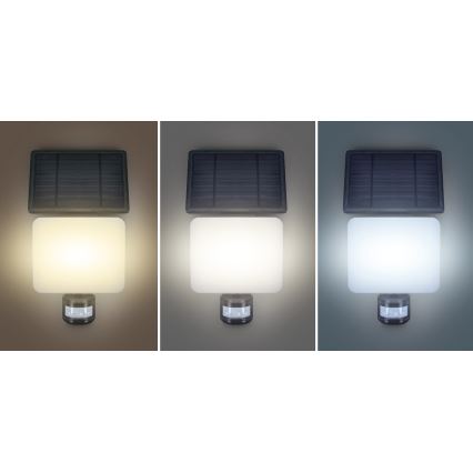LED Proiettore solare con sensore di movimento LED/11W/3,7V 4400mAh 3000K/4000K/6500K IP54