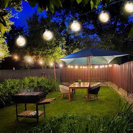 Catena decorativa da esterno LED 25xE12 20m IP44 bianco caldo