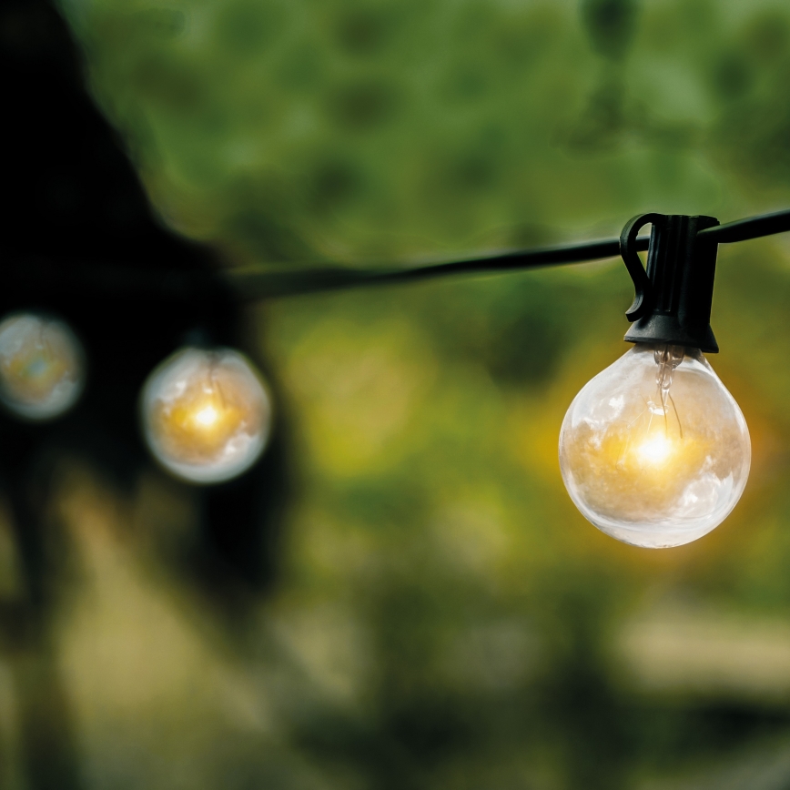 Catena decorativa da esterno LED 25xE12 20m IP44 bianco caldo