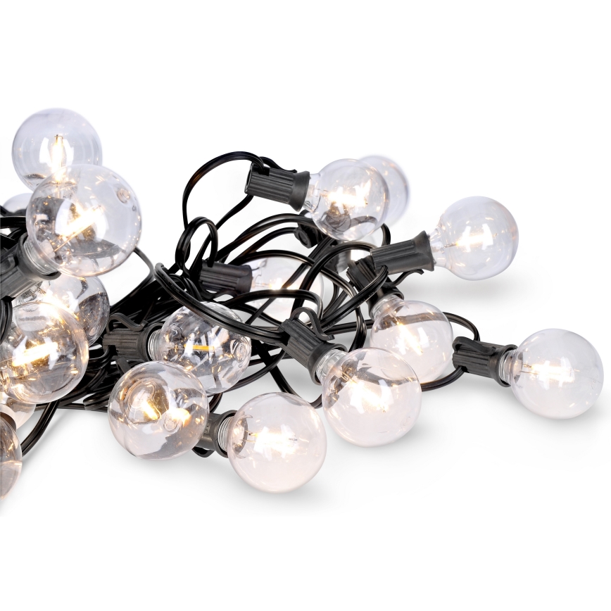 Catena decorativa da esterno LED 25xE12 20m IP44 bianco caldo