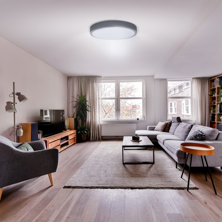 LED Dimmbares Deckenleuchte GREY LED/48W/230V 3000-6500K grau Ø 38 cm + Fernbedienung