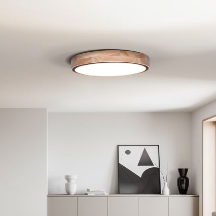 Plafonnier LED dimmable IRON OAK LED/48W/230V 3000–6500K chêne Ø 40 cm + télécommande
