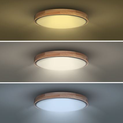 Plafonnier LED dimmable IRON OAK LED/48W/230V 3000–6500K chêne Ø 40 cm + télécommande