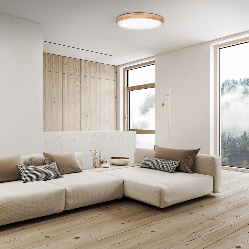 Plafoniera LED dimmerabile SOLID OAK LED/60W/230V 3000-6500K quercia diametro 51 cm + telecomando