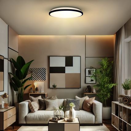 Plafoniera LED dimmerabile JAMIL LED/48W/230V 3000-6500K nero + telecomando