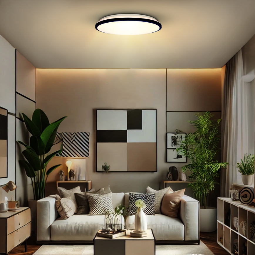 Plafoniera LED dimmerabile JAMIL LED/48W/230V 3000-6500K nero + telecomando