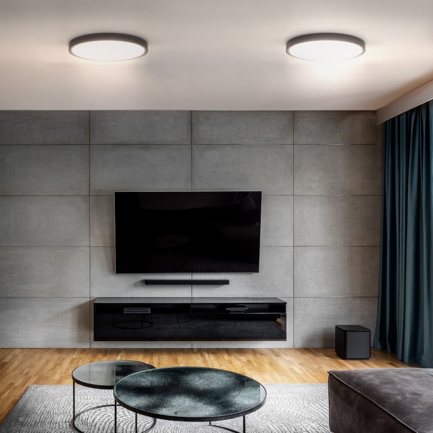 LED Dimmbares Deckenleuchte ESTELA LED/36W/230V Ø30 cm Schwarz + Fernbedienung