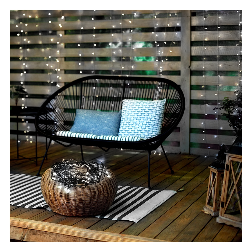 Guirlande de Noël LED d'extérieur 100 LED/8 fonctions IP44 13 m blanc froid