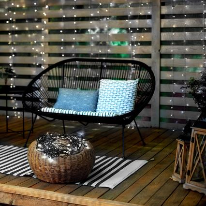 Guirlande lumineuse d'extérieur 100 LEDs / 8 fonctions IP44 13 m blanc froid