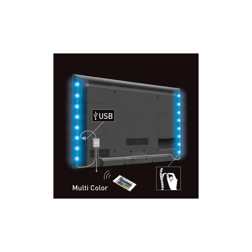 SET 2x LED RGB Streifen für TV mit Fernbedienung LED/USB 2x50cm