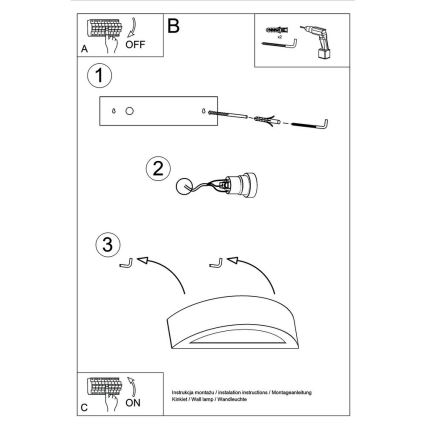 Applique ATENA 1xE27/60W/230V 40,5 cm bianco