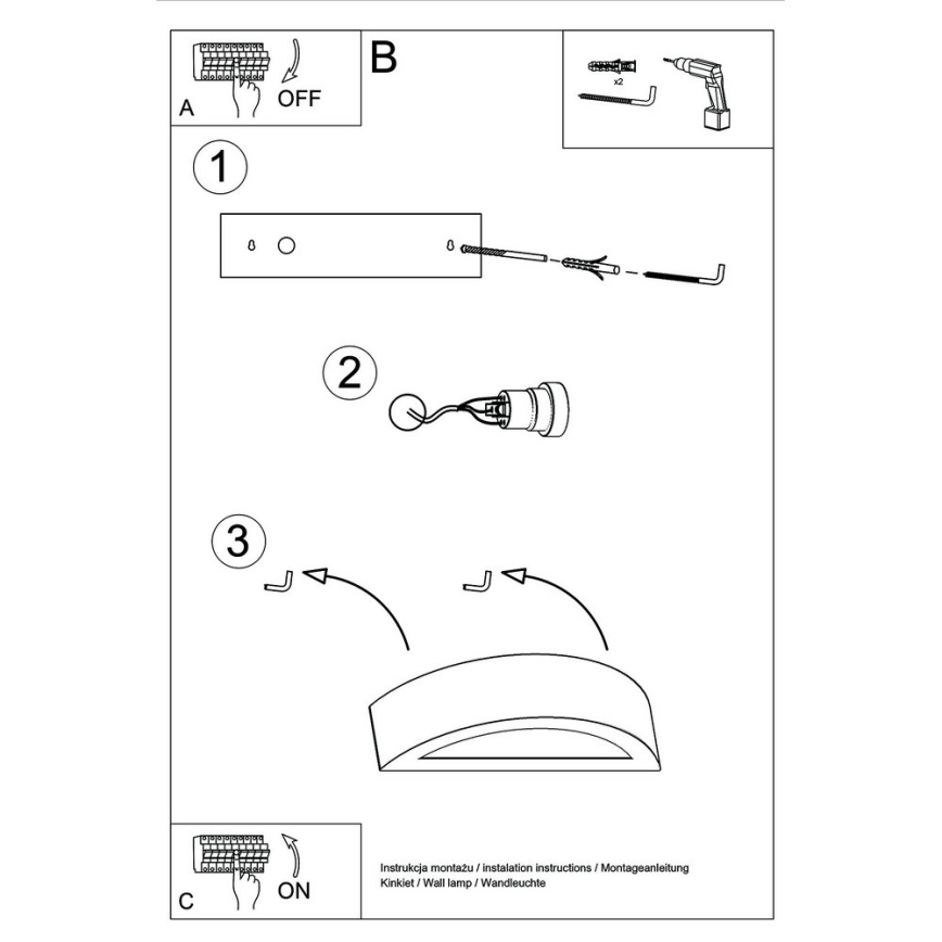 Applique ATENA 1xE27/60W/230V 40,5 cm bianco