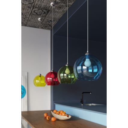 Lampadario a sospensione su cavo BALL 1xE27/15W/230V Ø 30 cm bianco/cromo lucido