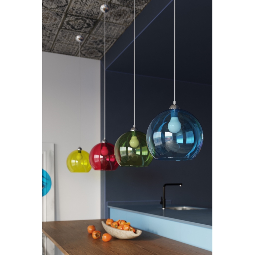 Lampadario a sospensione su cavo BALL 1xE27/15W/230V Ø 30 cm bianco/cromo lucido