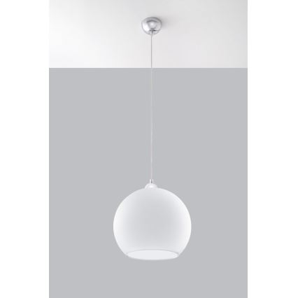 Lampadario a sospensione su cavo BALL 1xE27/15W/230V Ø 30 cm bianco/cromo lucido