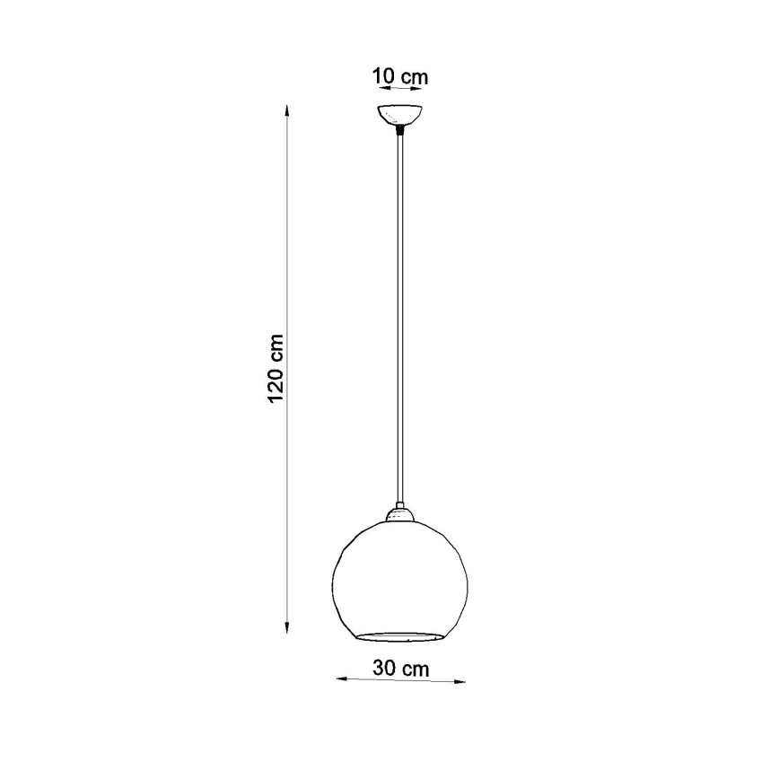Lampadario a sospensione su cavo BALL 1xE27/15W/230V Ø 30 cm bianco/cromo lucido