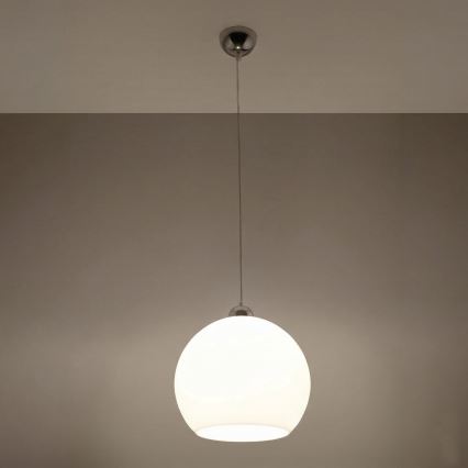 Suspension sur câble BALL 1xE27/15W/230V Ø 30 cm blanc/chrome brillant