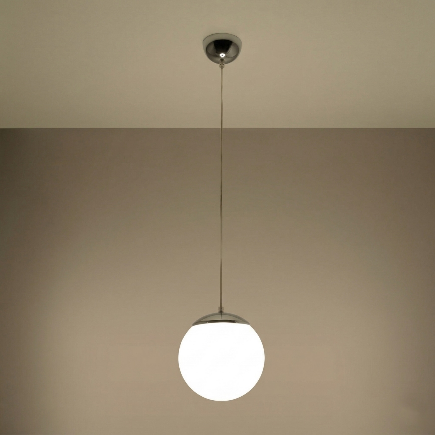 Pendelleuchte an Kabel UGO 1xE27/15W/230V Ø 20 cm weiß/Hochglanzchrom