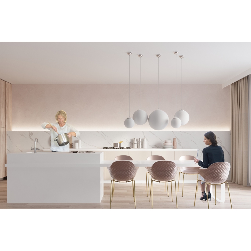 Pendelleuchte UGO mit Kabel 1xE27/15W/230V Ø 30 cm weiß/glänzender Chrom