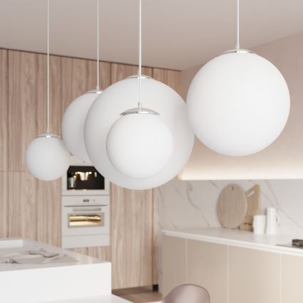 Pendelleuchte UGO mit Kabel 1xE27/15W/230V Ø 30 cm weiß/glänzender Chrom
