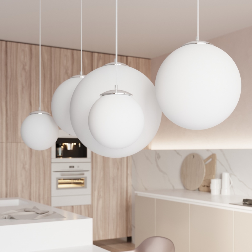 Pendelleuchte UGO mit Kabel 1xE27/15W/230V Ø 30 cm weiß/glänzender Chrom