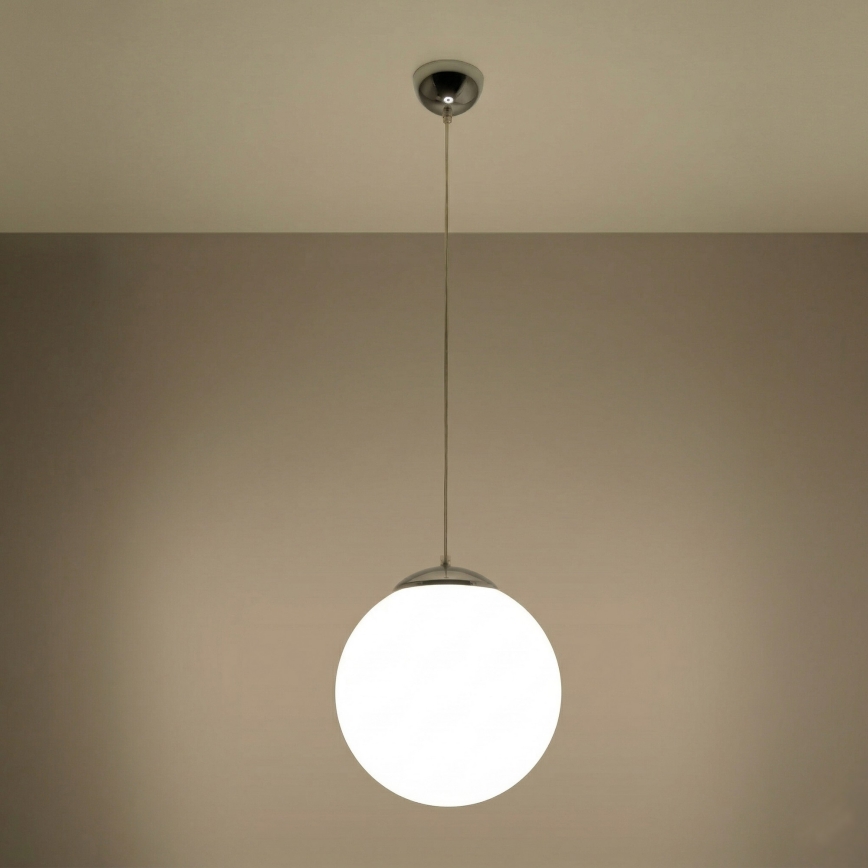 Suspension à câble UGO 1xE27/15W/230V Ø 30 cm blanc/chrome brillant