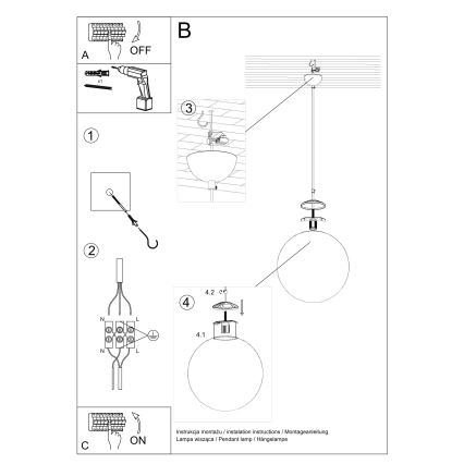 Lampada a sospensione con cavo UGO 1xE27/15W/230V Ø 40 cm bianco/cromo lucido