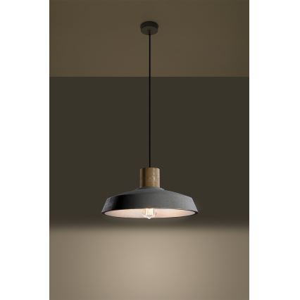Lampadario a sospensione con filo AFRA 1xE27/60W/230V grigio/faggio