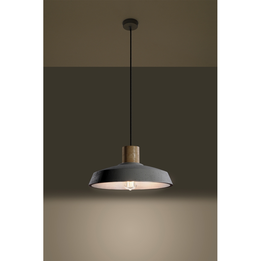 Lampadario a sospensione con filo AFRA 1xE27/60W/230V grigio/faggio