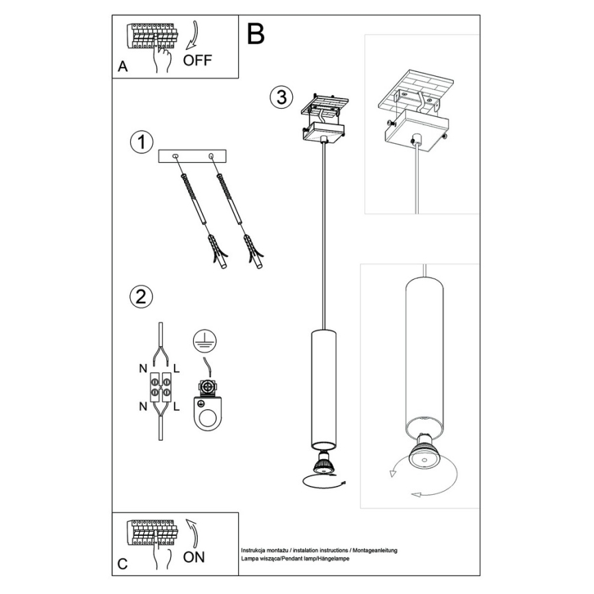 Lampadario a sospensione con filo LAGOS 1 1xGU10/10W/230V bianco