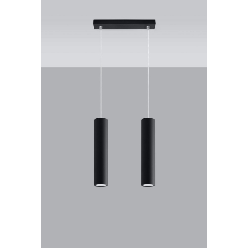 Lampadario a sospensione con filo LAGOS 2 2xGU10/10W/230V nero