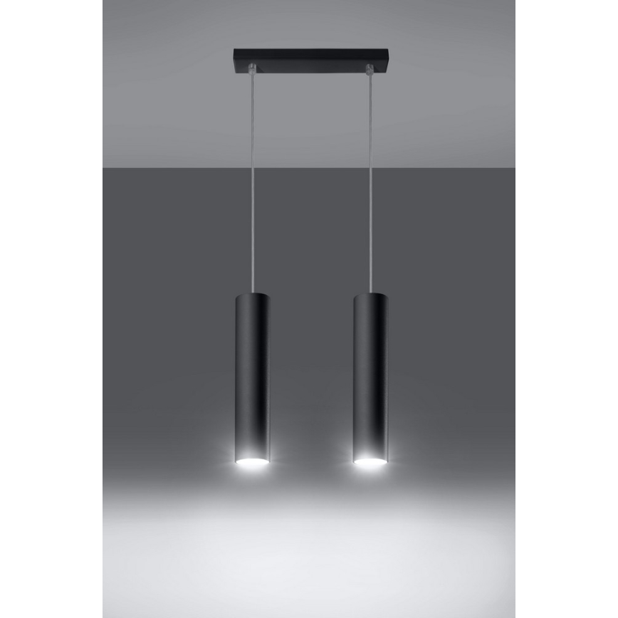 Lampadario a sospensione con filo LAGOS 2 2xGU10/10W/230V nero