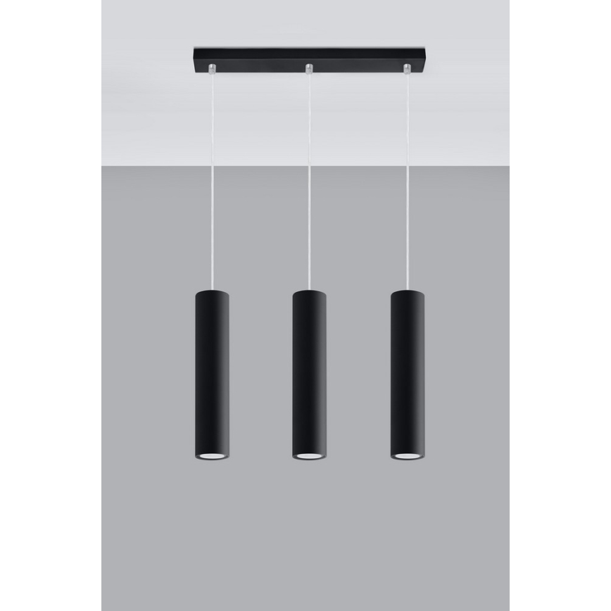 Suspension filaire LAGOS 3 3xGU10/10W/230V noir