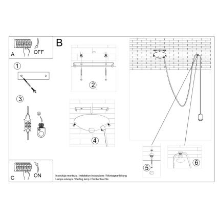 Suspension filaire EDISON 1 1xE27/60W/230V araignée noir