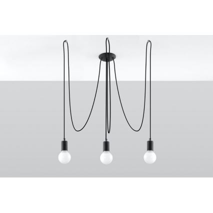 Hängeleuchte EDISON 3 3xE27/60W/230V Spinne schwarz